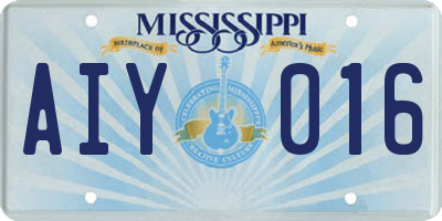 MS license plate AIY016