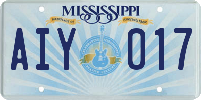 MS license plate AIY017