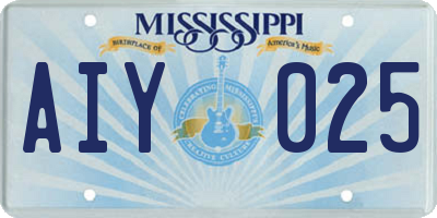 MS license plate AIY025