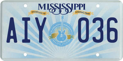 MS license plate AIY036