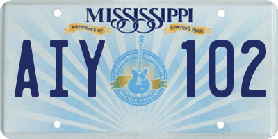 MS license plate AIY102