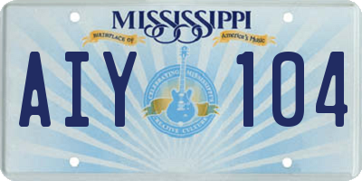 MS license plate AIY104