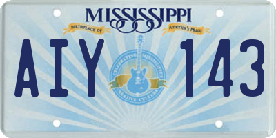 MS license plate AIY143