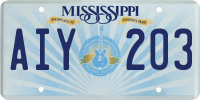 MS license plate AIY203