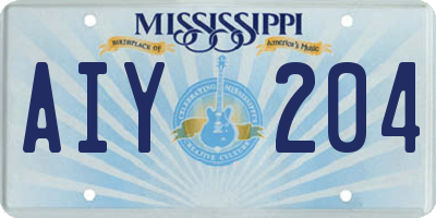 MS license plate AIY204