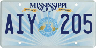 MS license plate AIY205
