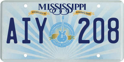 MS license plate AIY208