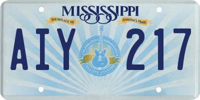 MS license plate AIY217