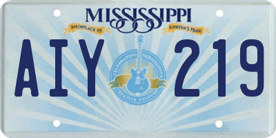 MS license plate AIY219