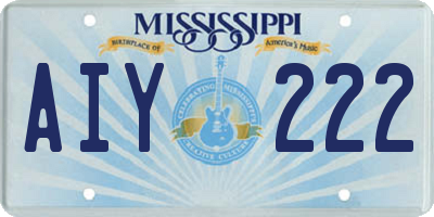 MS license plate AIY222