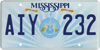 MS license plate AIY232