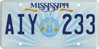 MS license plate AIY233