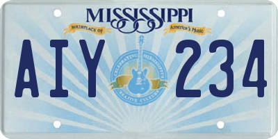 MS license plate AIY234