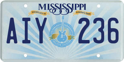 MS license plate AIY236