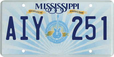 MS license plate AIY251