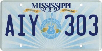 MS license plate AIY303