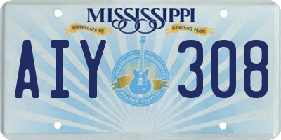 MS license plate AIY308