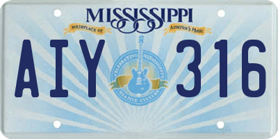 MS license plate AIY316