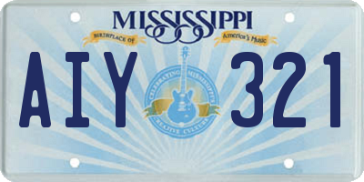MS license plate AIY321