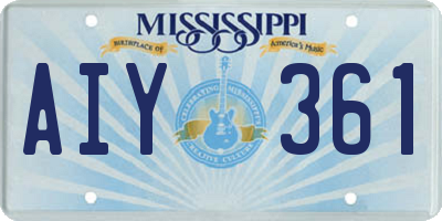MS license plate AIY361