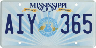 MS license plate AIY365