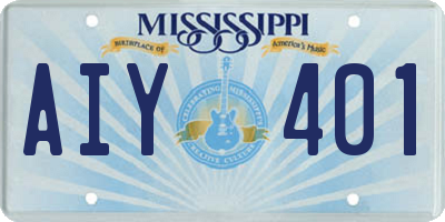 MS license plate AIY401