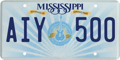 MS license plate AIY500
