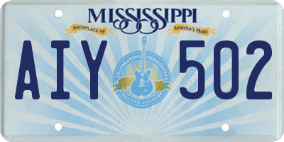 MS license plate AIY502