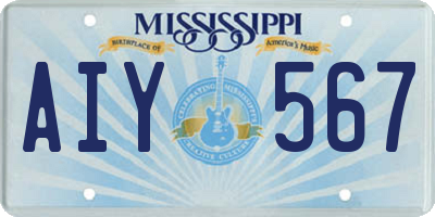 MS license plate AIY567