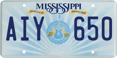 MS license plate AIY650