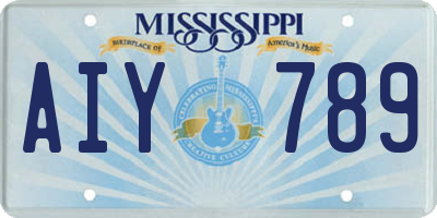 MS license plate AIY789
