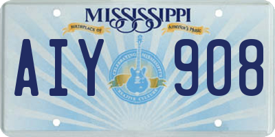 MS license plate AIY908