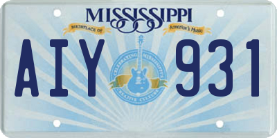 MS license plate AIY931