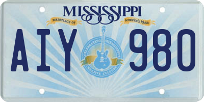 MS license plate AIY980