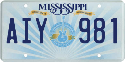 MS license plate AIY981