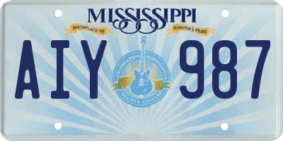 MS license plate AIY987
