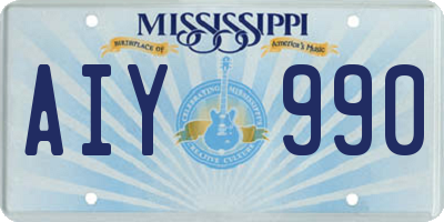 MS license plate AIY990