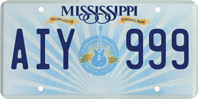MS license plate AIY999