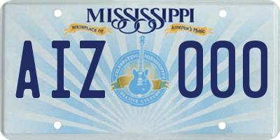 MS license plate AIZ000
