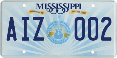 MS license plate AIZ002
