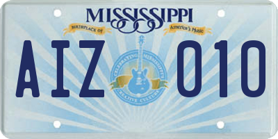 MS license plate AIZ010