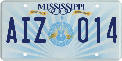 MS license plate AIZ014