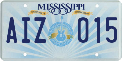 MS license plate AIZ015
