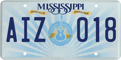 MS license plate AIZ018