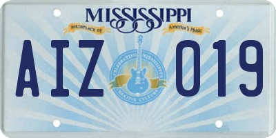 MS license plate AIZ019