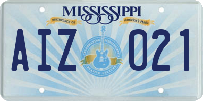 MS license plate AIZ021