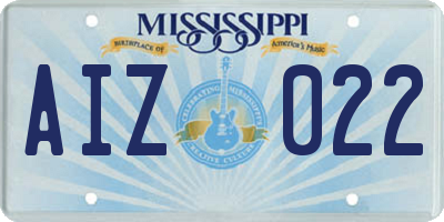 MS license plate AIZ022