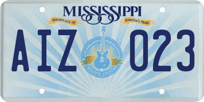 MS license plate AIZ023