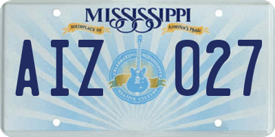 MS license plate AIZ027