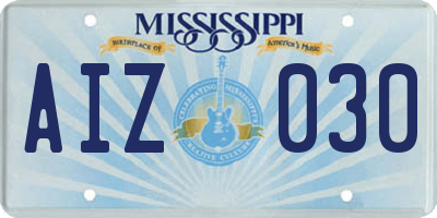MS license plate AIZ030